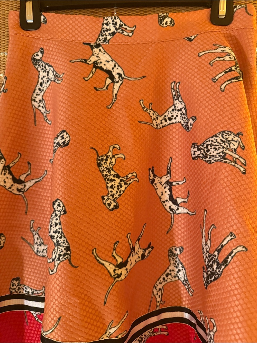 Anthropology Hutch Orange and Red Dalmatian Print Circle Skirt - Picture 2 of 8